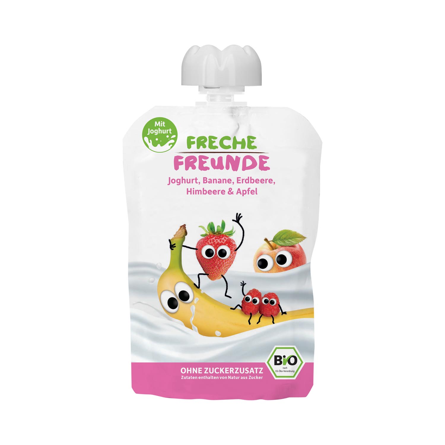 Image of Freche Freunde Quetschmus Joghurt Erdbeer & Himbeere mit 40% Jogurt Btl 100 g