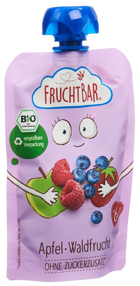 Fruchtbar purée de fruits bio pomme fruit des bois sach 100 g