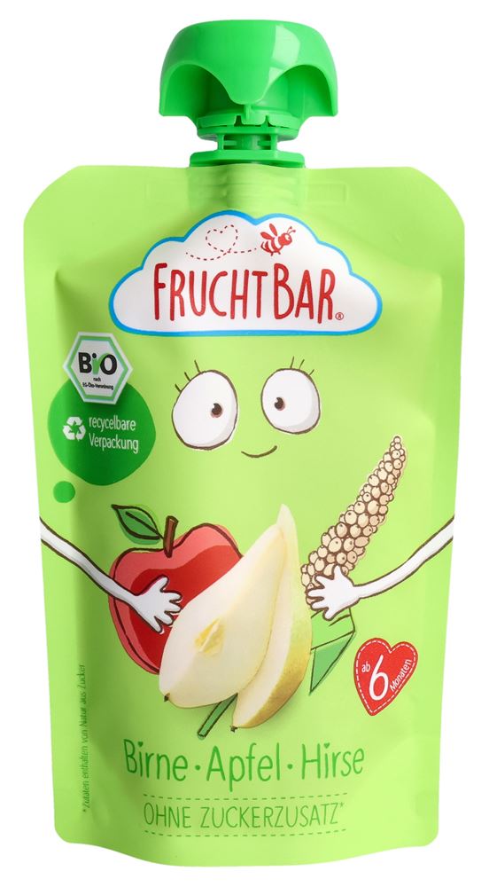 Fruchtbar purée de fruits bio poire pomme millet sach 100 g