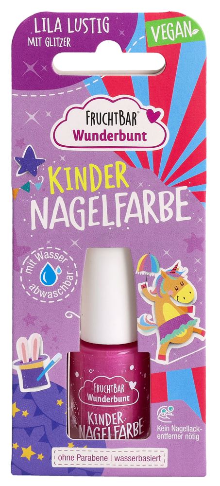 Image of Fruchtbar Wunderbunt Kinder Nagelfarbe lila lustig mit Glitzer Glasfl 5 ml