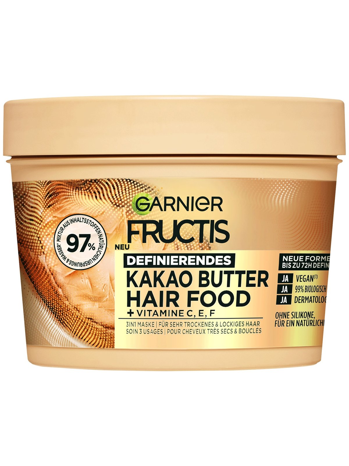 Image of Fructis Definierendes Kakao Butter Hair Food 3in1 Haarmaske für trockenes und lockiges Haar 400 ml