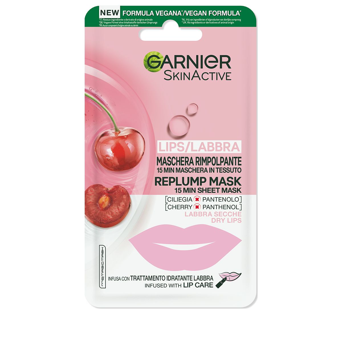 Garnier masque tissu pour les lèvres cerise & panthénol sach 5 g