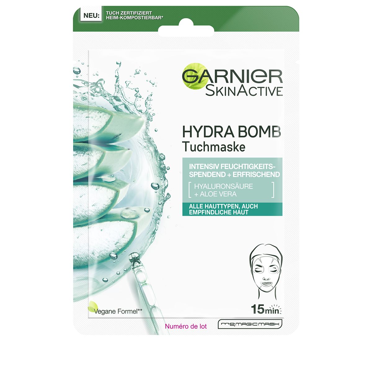 Image of Garnier Skin Tuchmasken Hydra Bomb Hyaluronsäure + Aloe Vera Btl 28 g