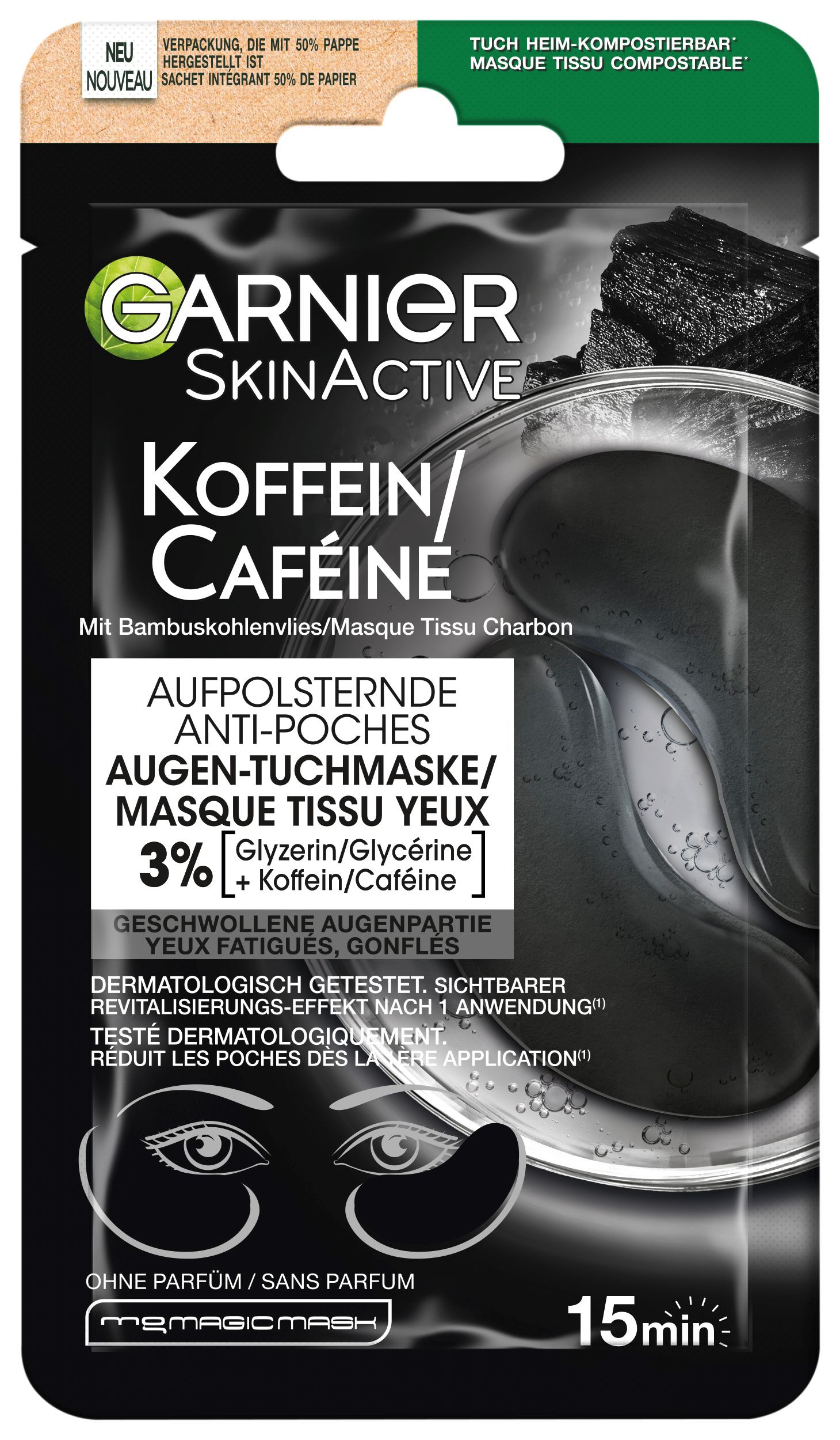 Image of Garnier SkinActive Koffein Augen-Tuchmaske Aufpolsternd 5 g