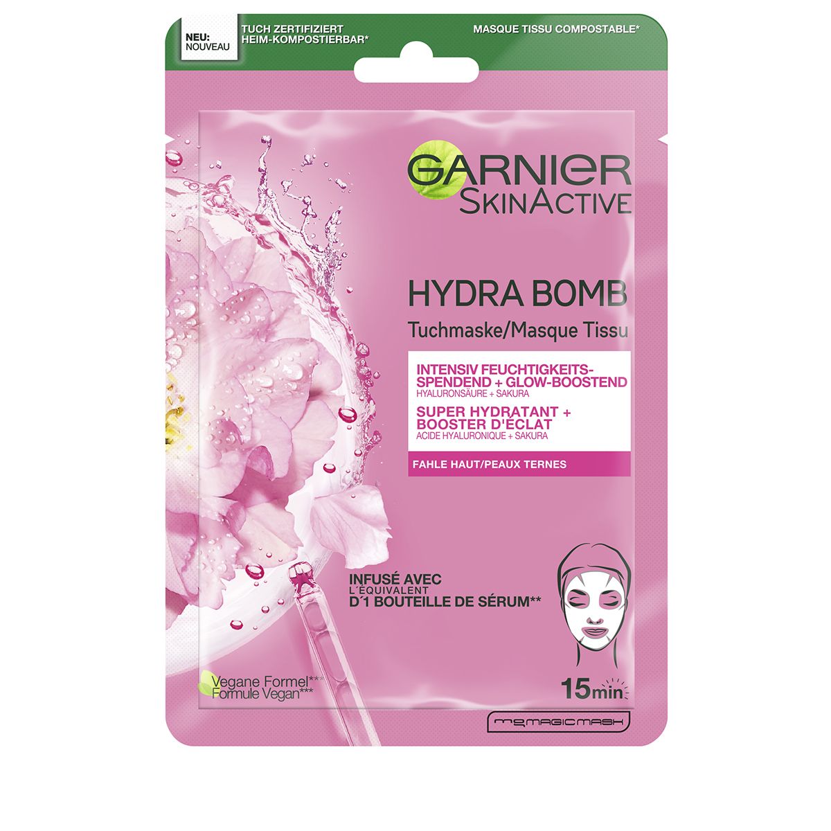 Image of Garnier Tuchmaske Hydra Bomb Sakura 28 g