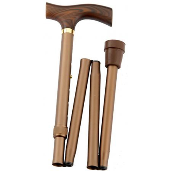 Gastrock Bastone pieghevole con manico in legno duro bronzo