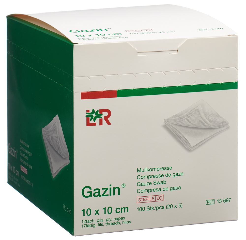 Gazin compresses de gaze set 10x10cm 12-plis stériles 20 x 5 pce
