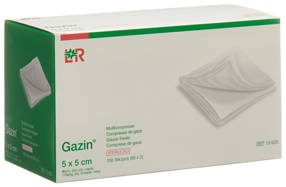 Gazin compresses de gaze 5x5cm 8parties stérile 50 x 2 pce