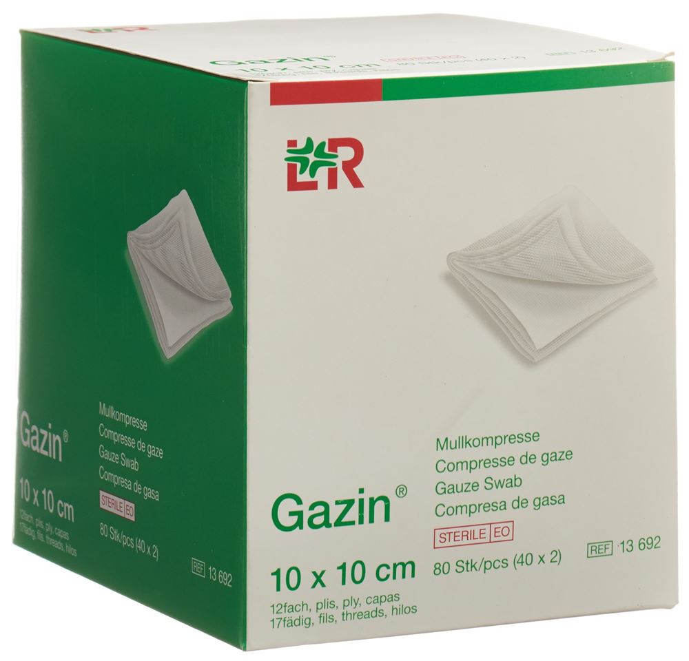 Gazin Mullkompressen 10x10cm 12fach steril 40 x 2 Stk