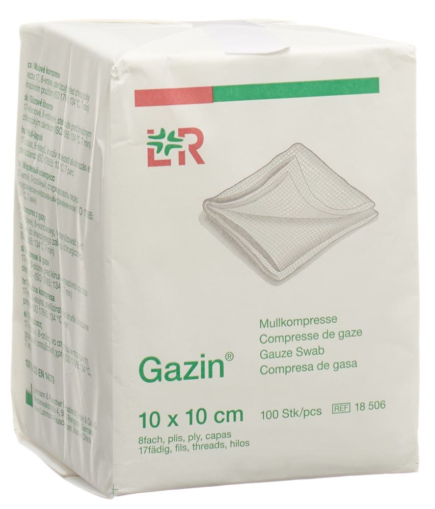 Gazin compresses de gaze 10x10cm 8-plis non stériles 100 pce