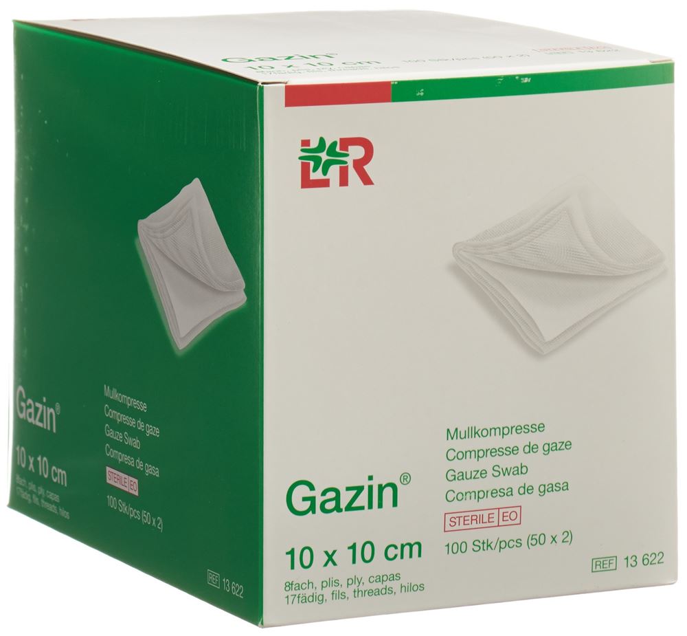 Gazin compresses de gaze 10x10cm 8parties stérile 50 x 2 pce