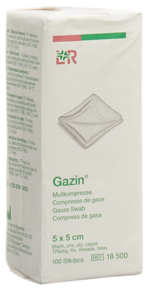Gazin compresses de gaze 5x5cm 8-plis non stériles 100 pce