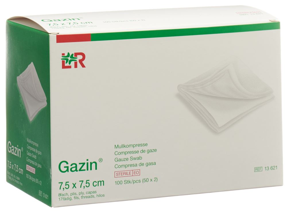 Gazin compresses de gaze 7.5x7.5cm 8-plis stériles 50 x 2 pce