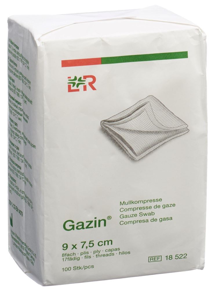 Gazin compresses de gaze 9x7.5cm 8-plis non stériles 100 pce