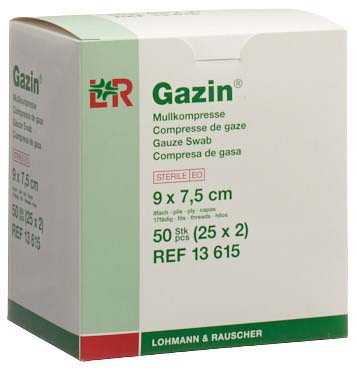 Gazin compresses de gaze set 7.5x9cm 8parties stérile 25 x 2 pce