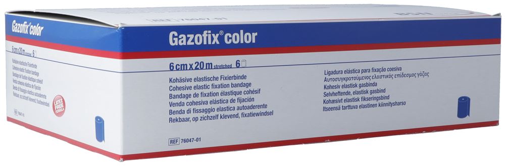 Image of Gazofix kohäsive Fixierbinde 6cmx20m blau latexfrei 6 Stk