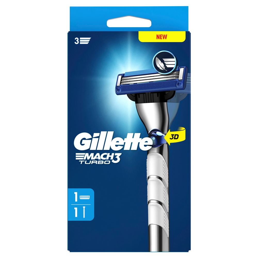 Image of Gillette Mach3 Rasierapparat Turbo 3D mit 1 Klinge