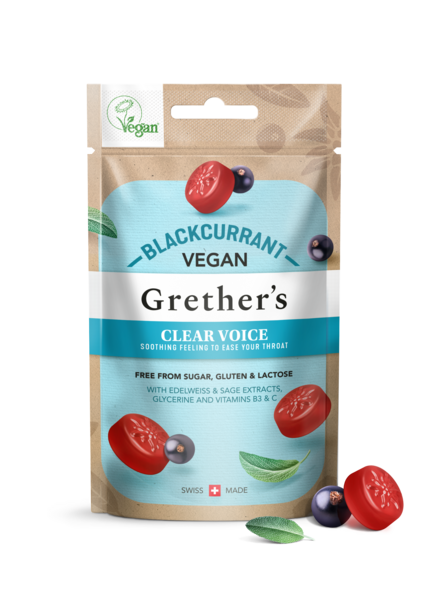 Grethers Clear Voice Blackcurrant Pastillen vegan Btl 45 g