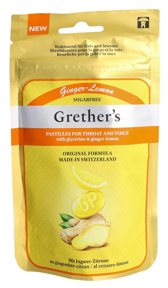 Image of Grethers Ginger Lemon Pastillen ohne Zucker Btl 110 g