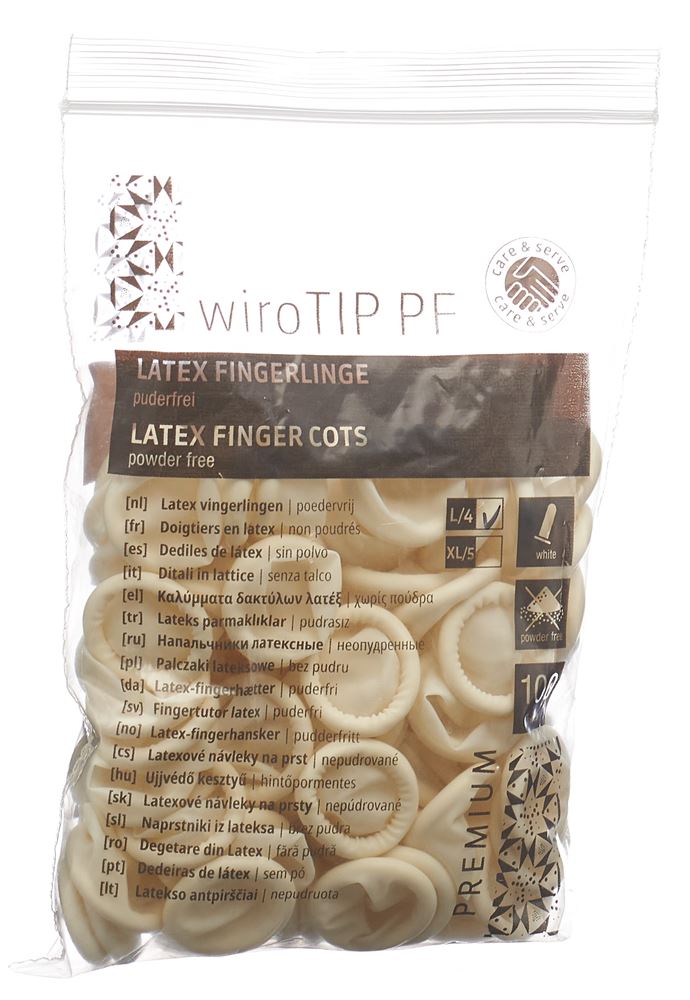 Gribi ditale in lattice L senza polvere non sterile sacco 100 pz
