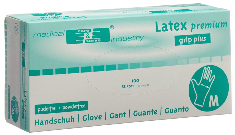 Gribi Gants d'examen M en latex sans poudre non stériles box 100 pce