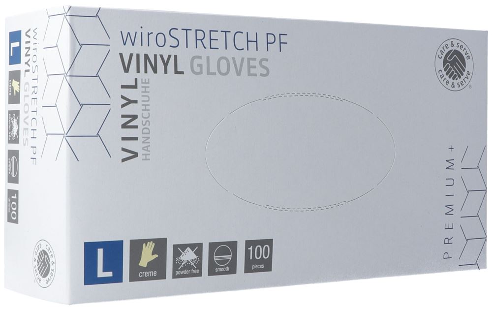 Gribi gants d'examen en vinyle L sans poudre non stériles stretch plus box 100 pce