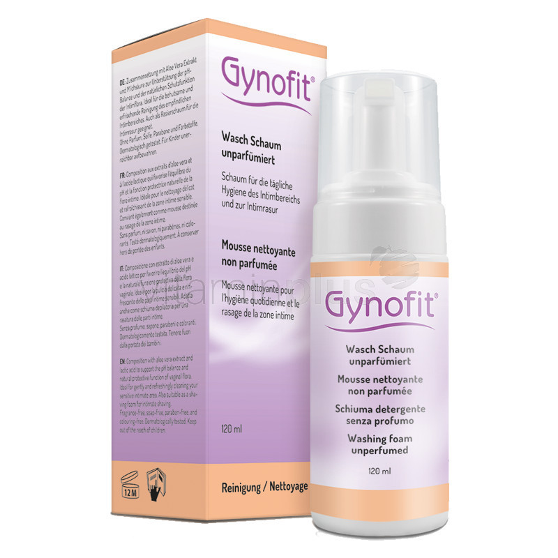 Gynofit Wasch Schaum unparfümiert Dispenser 100 ml | Intimpflege | Milchsäure & Aloe Vera | Reinigung oder Rasur Intimbereich