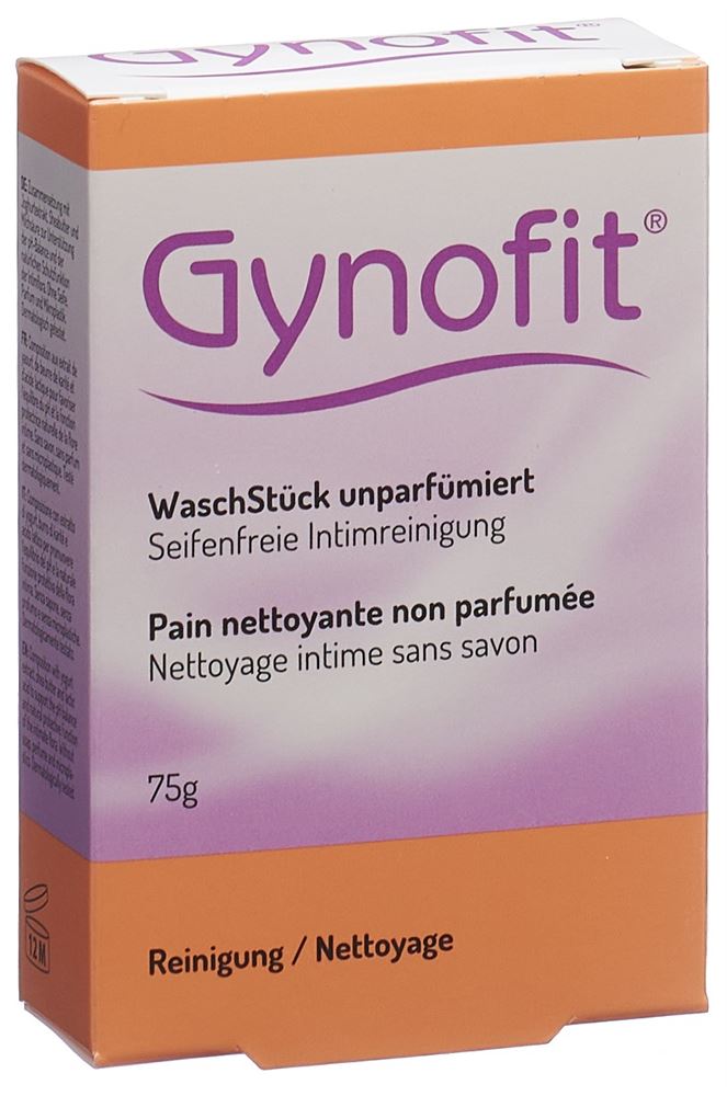 Gynofit Waschstück unparfümiert 75 g | Intimpflege | Seifenfreie Intimreinigung | Joghurtextrakt & Sheabutter & Milchsäure | PH Balance