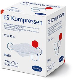 Image of Hartmann ES-Kompresse Typ 17 7.5x7.5cm 12fach steril 20 x 5 Stk