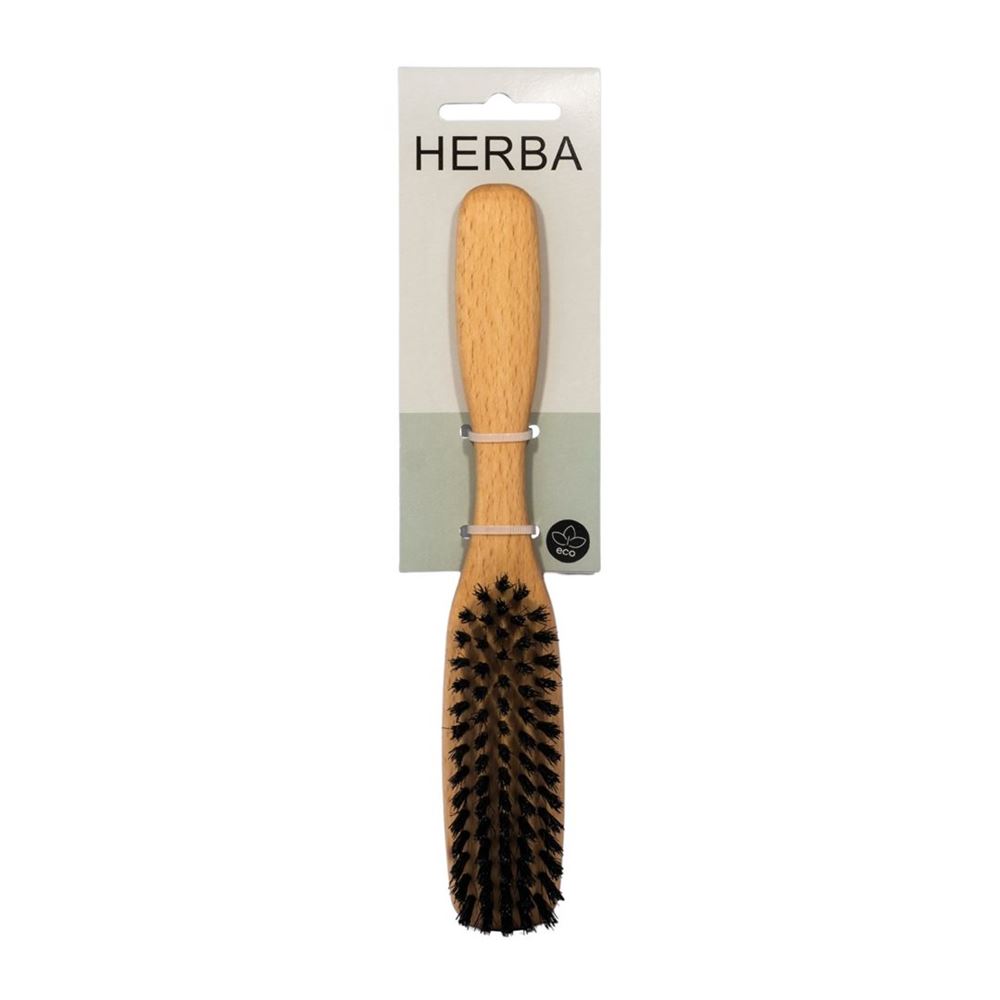 Herba Haarbürste Wildschweinborsten oval Buchenholz