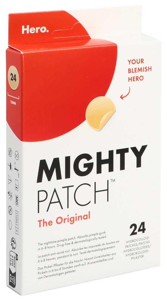 Hero. Mighty Patch The Original 24 Stück | Pickel-Pflaster | Akne | über Nacht anwendbar | Medizinische Hautpflege