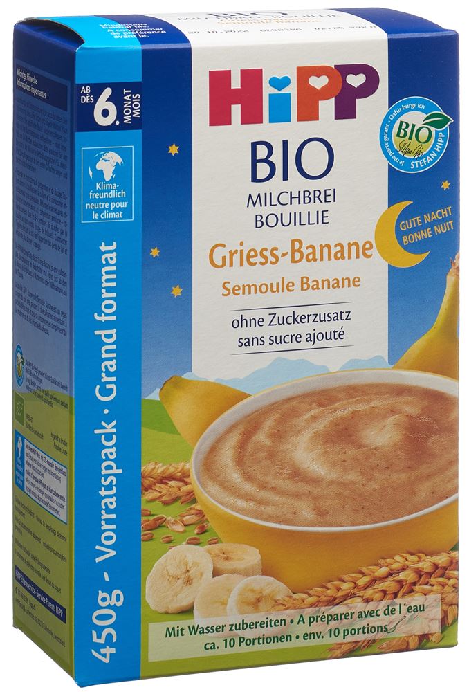 HiPP bonne nuit bouillie bio semoule banane 450 g