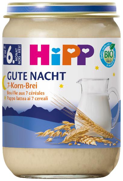 HiPP bouillie bonne nuit 7 céréales bio verre 190 g
