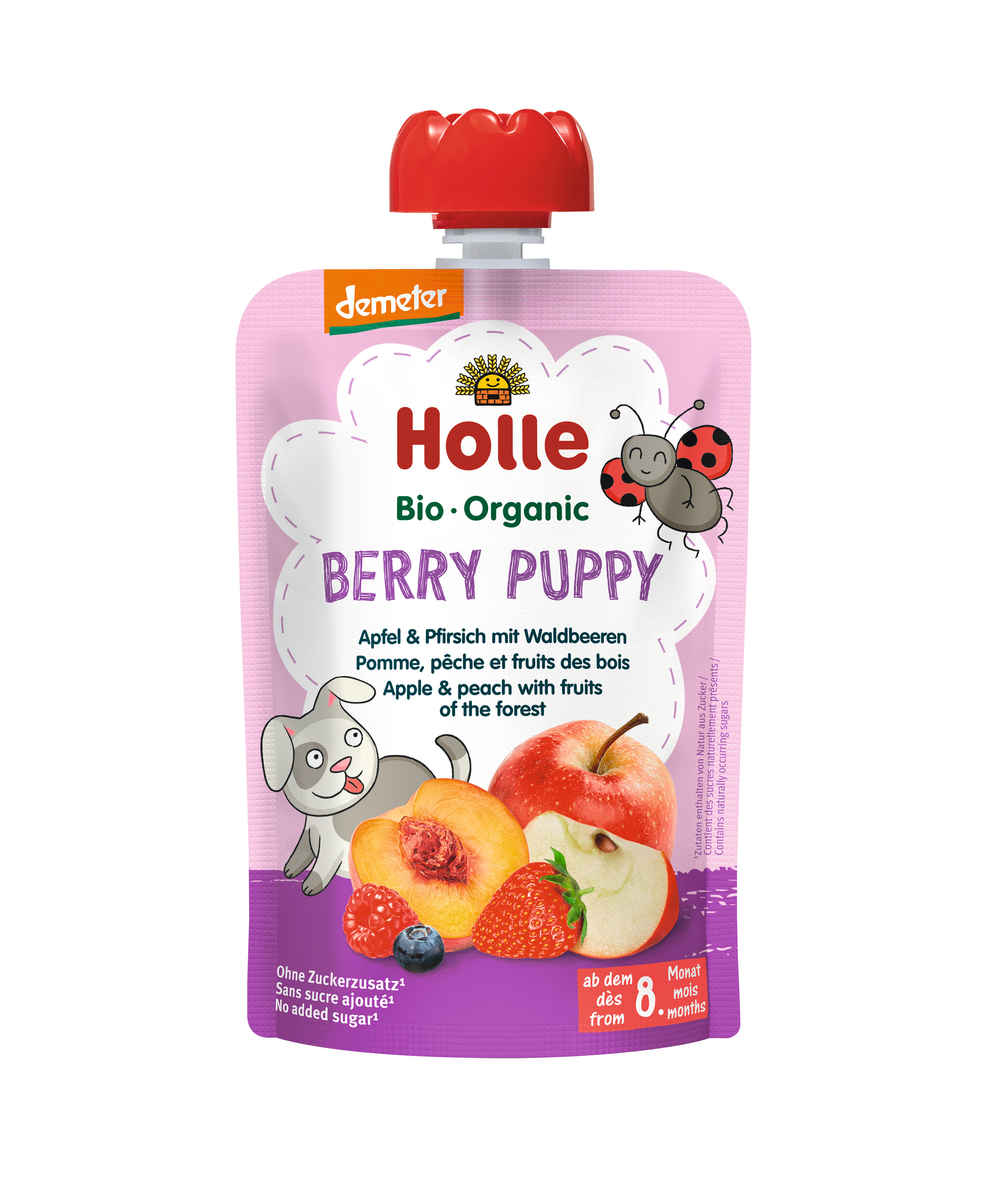 Holle Berry Puppy - pouchy pomme pêche et fruits des bois 100 g