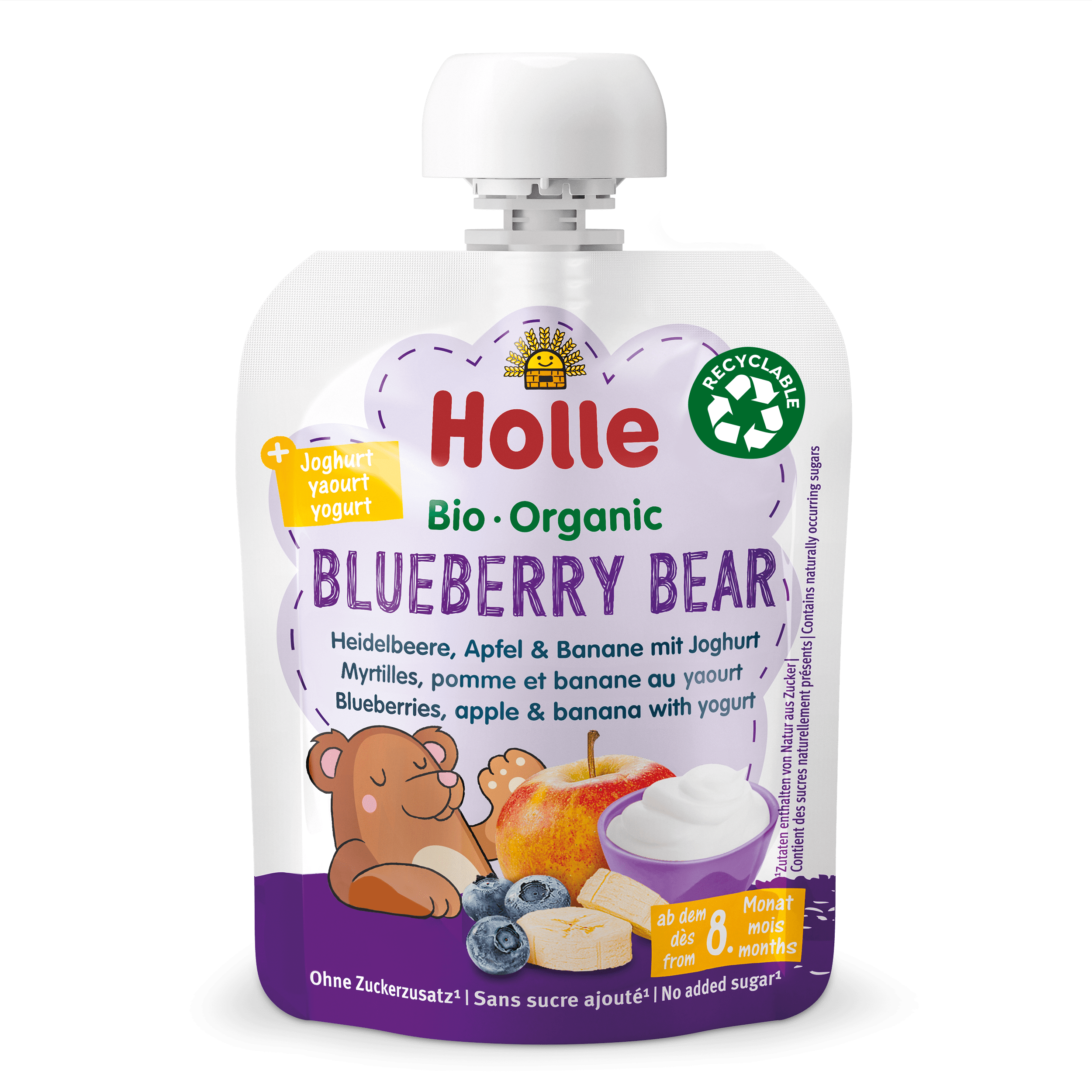 Holle Blueberry Bear Pouchy Heidelbeere Apfel & Banane mit Joghurt 85 g