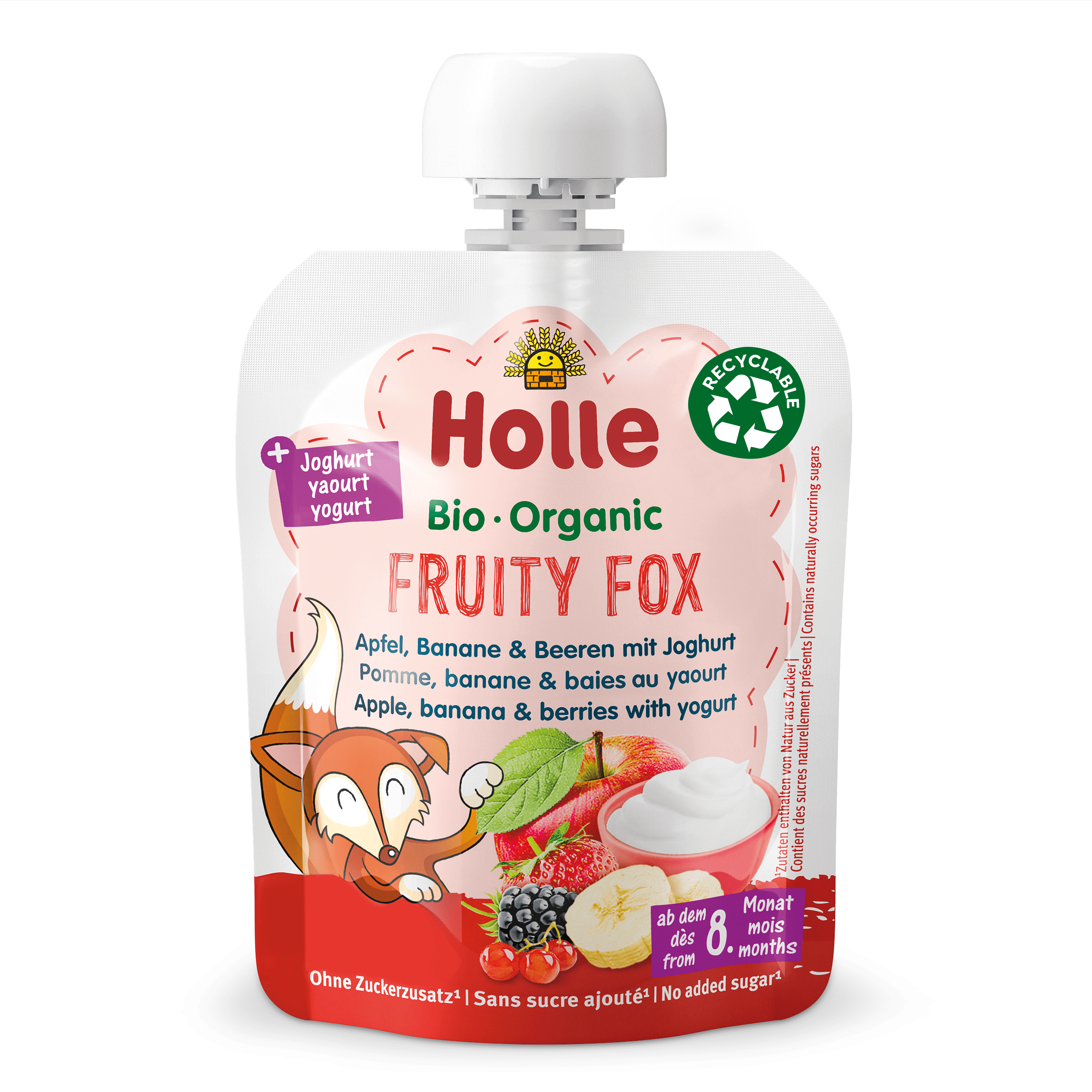 Image of Holle Fruity Fox Apfel Banane & Beeren mit Joghurt Btl 85 g