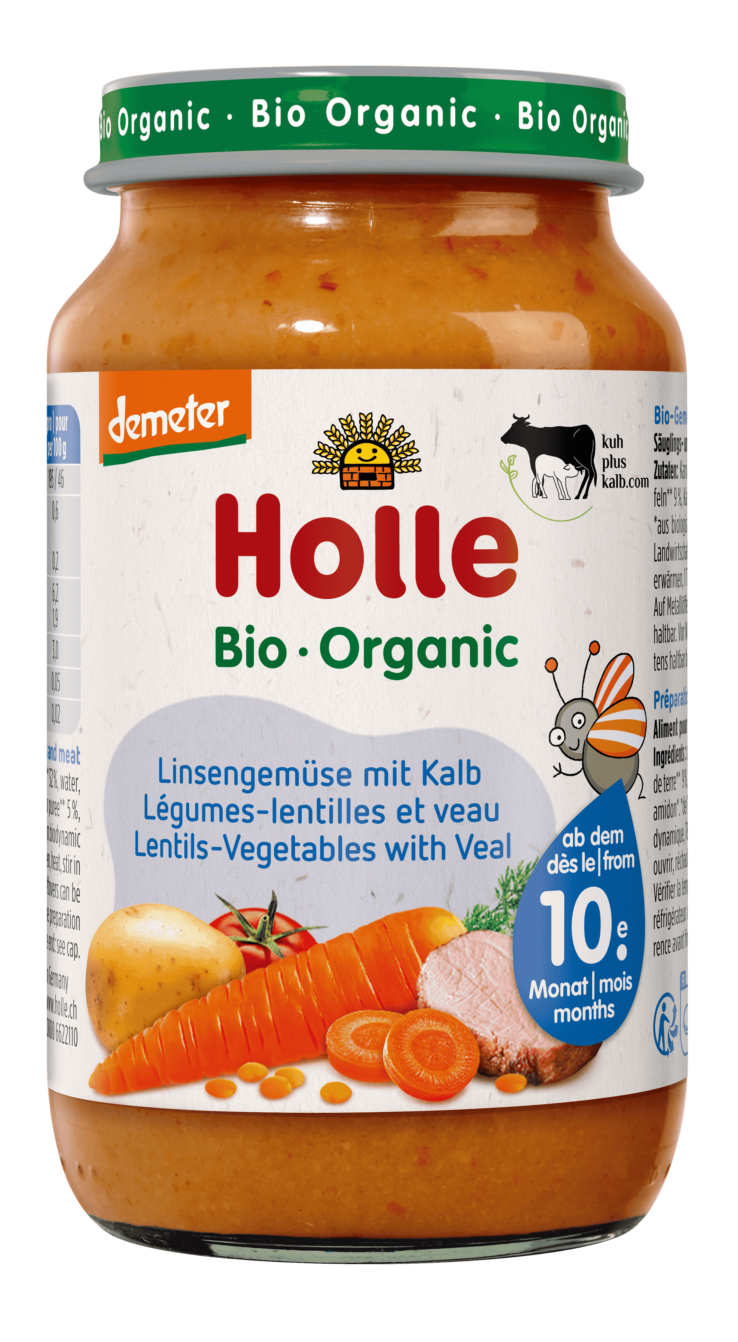 Holle légumes aux lentilles et veau verre 220 g