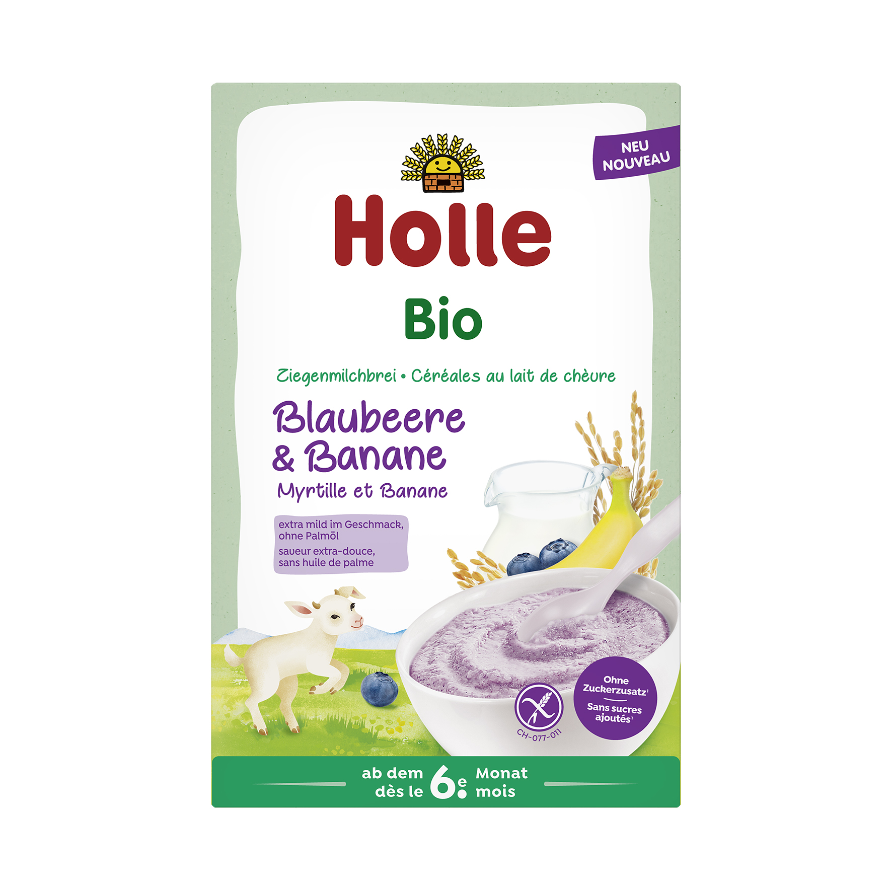 Holle céréales au lait de chèvre aux myrtilles et à la banane bio 200 g