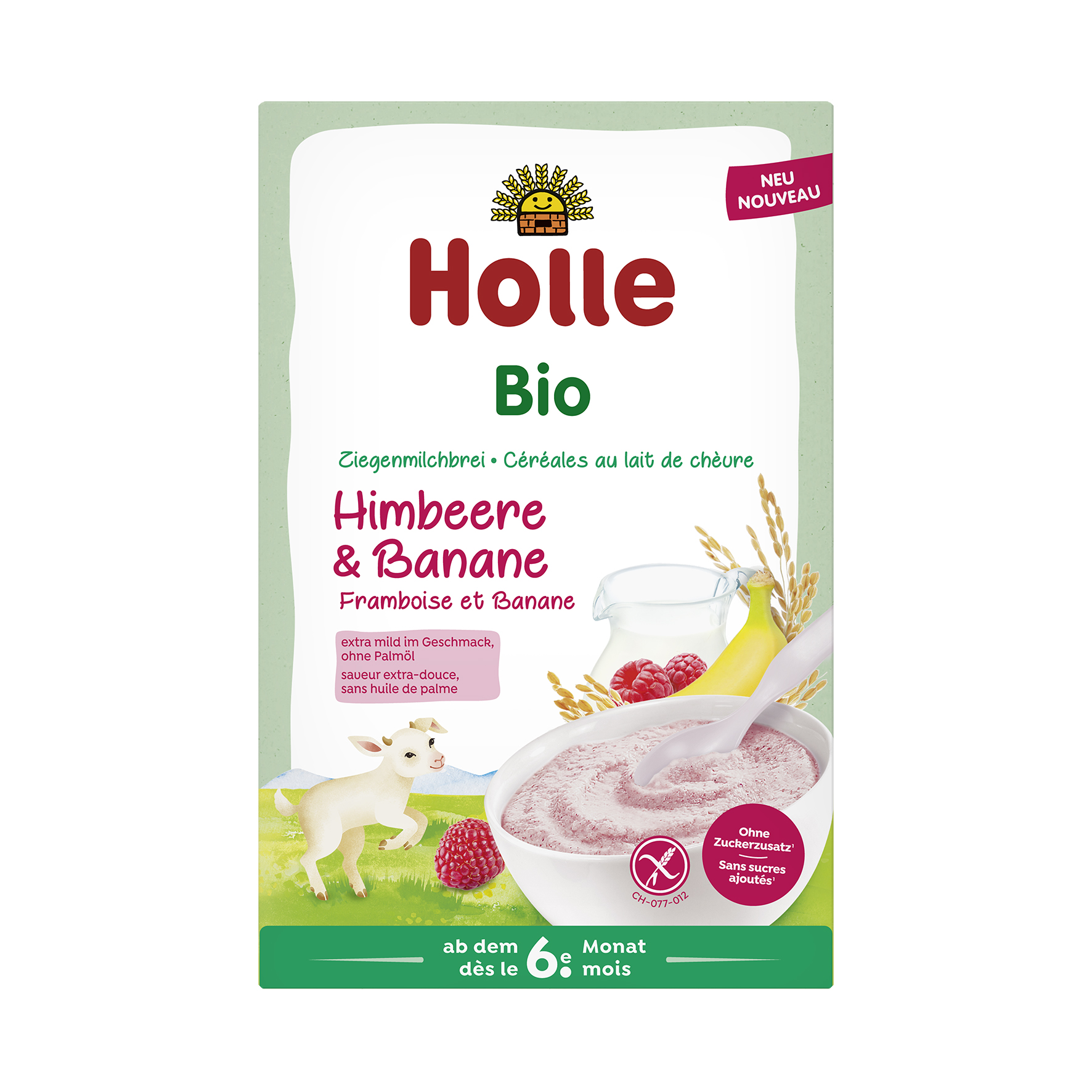 Holle Milchbrei aus Ziegenmilch Himbeere und Banane Bio 200 g