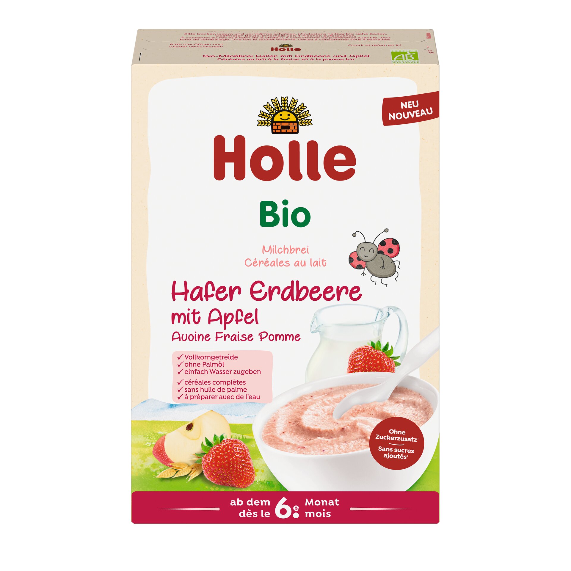 Holle Milchbrei Hafer Apfel Erdbeere Bio 250 g