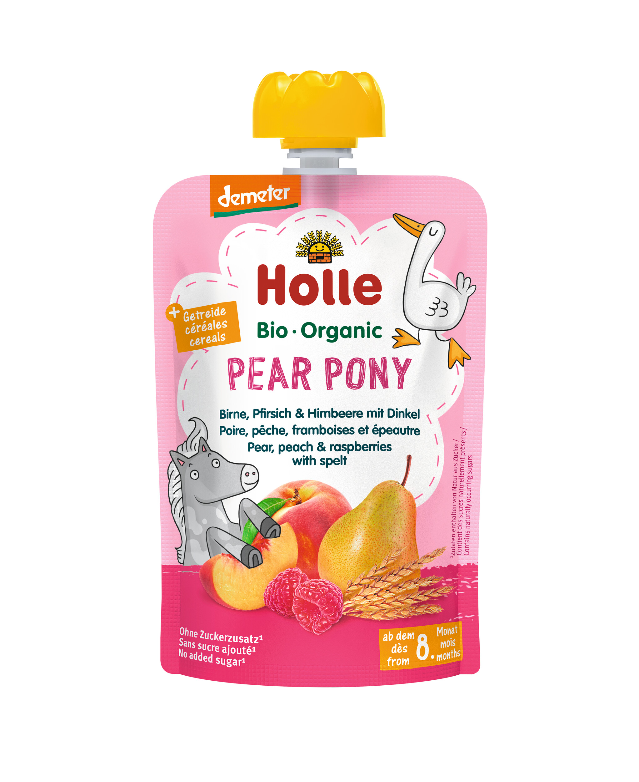 Holle Pouchy Pear Pony Birne Pfirsich Himbeere mit Dinkel 100 g