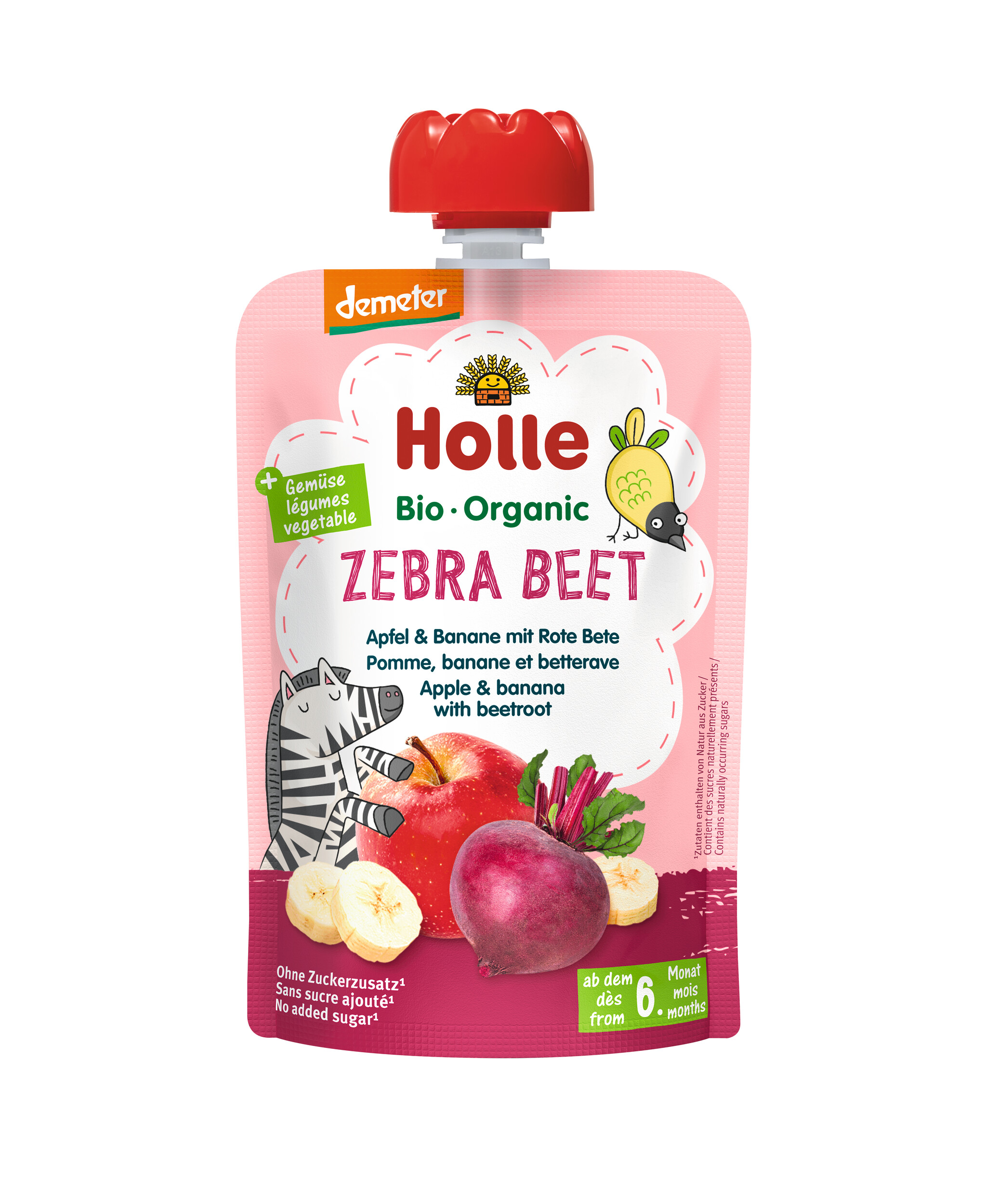 Holle Zebra Beet - Pouchy Apfel Banane rote Beete 100 g