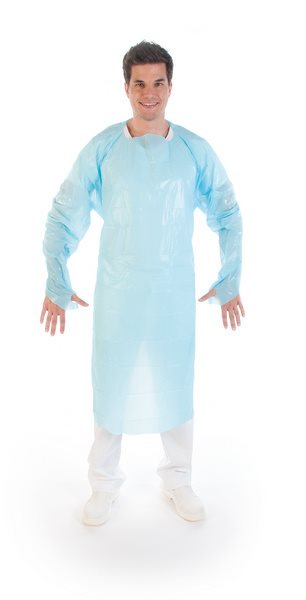 Hygostar Blouse de protection CPE avec trou de pouce 115x100cm 100 pce