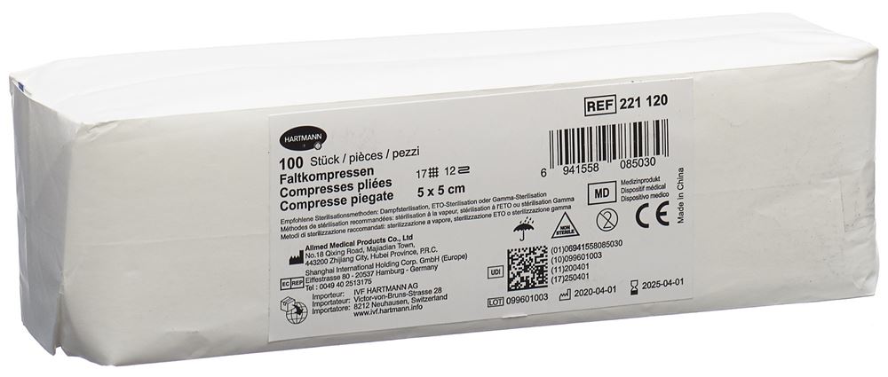 IVF Faltkompresse Typ 17 5x5cm 12 fach 100 Stk