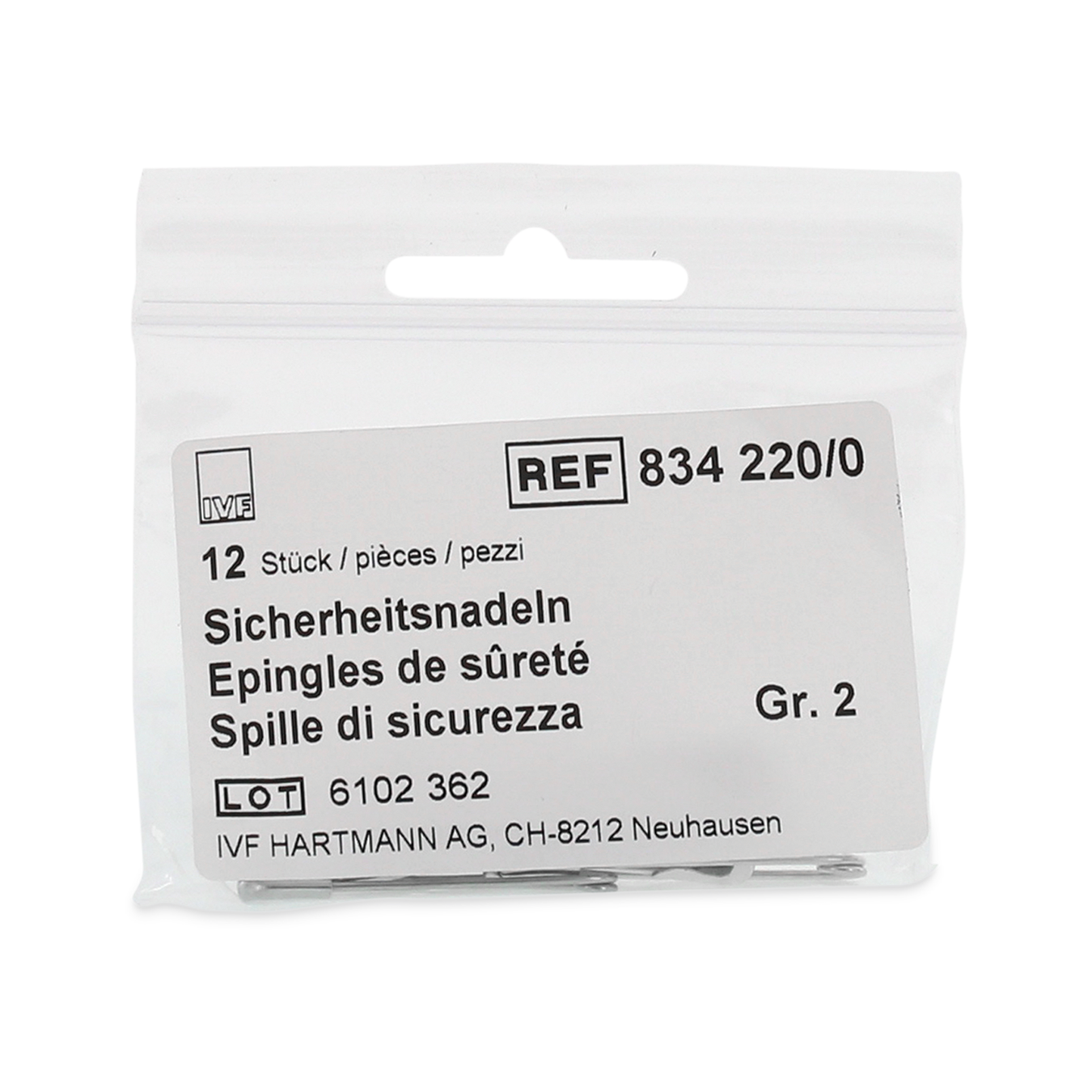 IVF épingles sûreté Gr2 38mm sach 12 pce