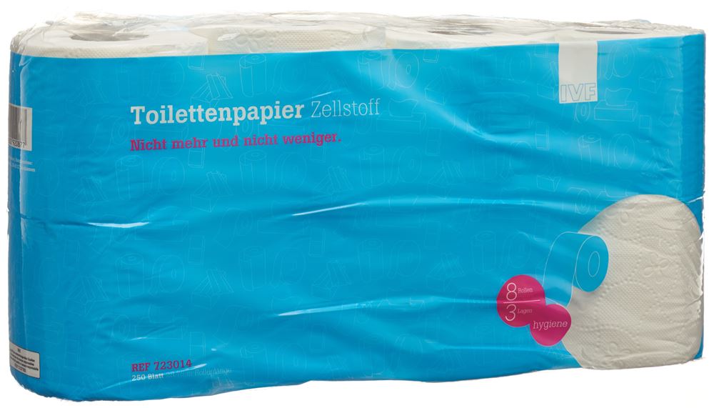 IVF papier WC cellulose 3 couches 250 feuille rouleau 8 pce