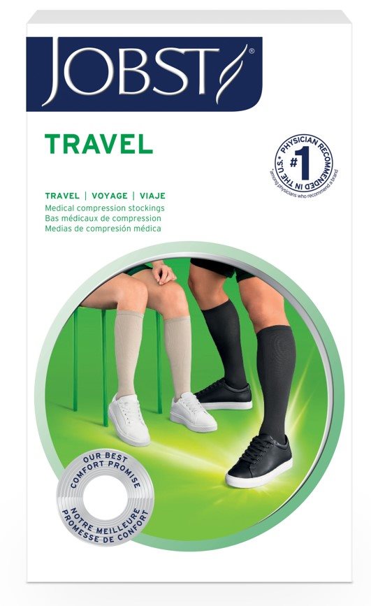 Jobst Travel Socks Kniestrumpf 15-20mmHg 2 geschlossene Zehe navy 1 paire