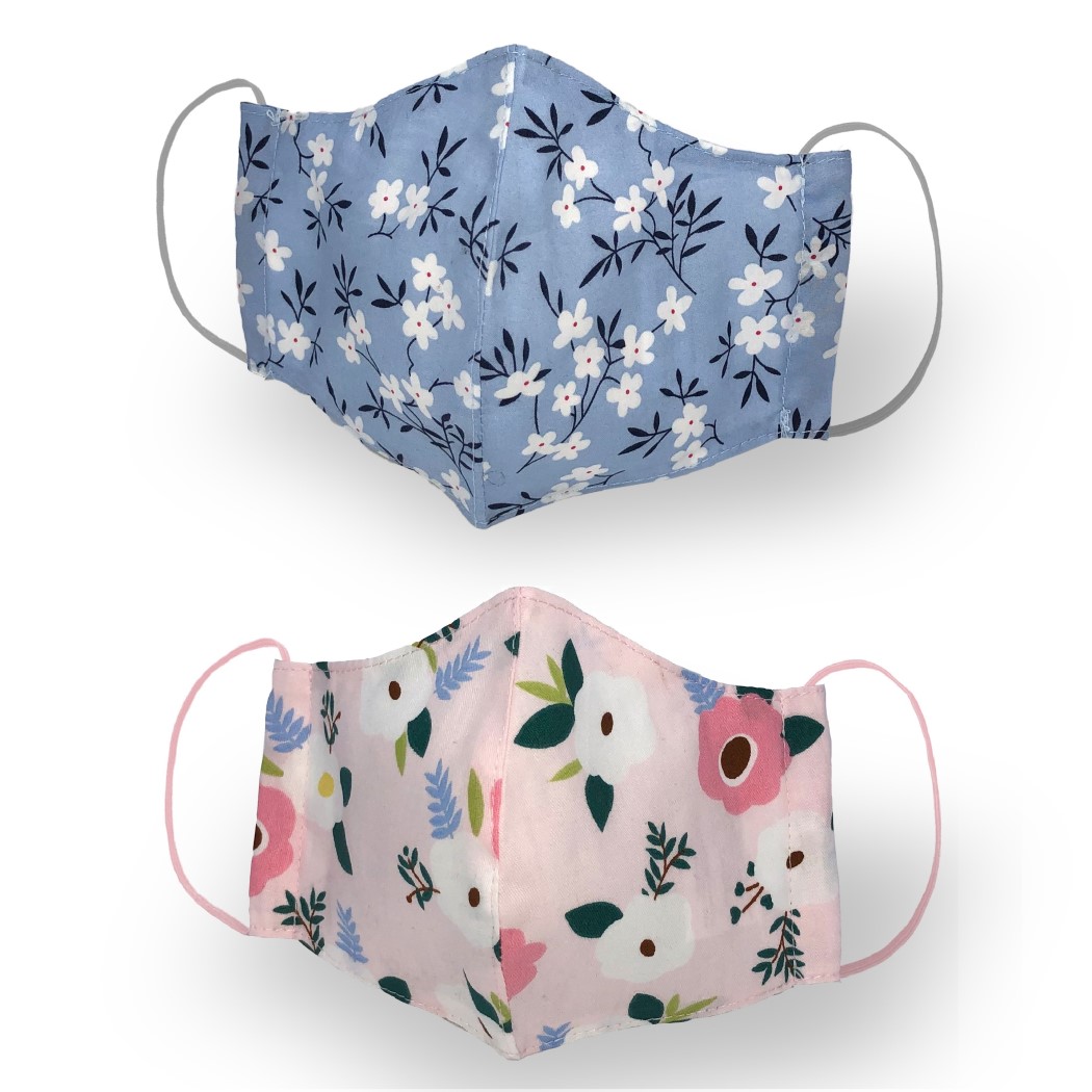 Image of Kanguru Green Stoffmaske Blumenmuster Mädchen 2 Stk