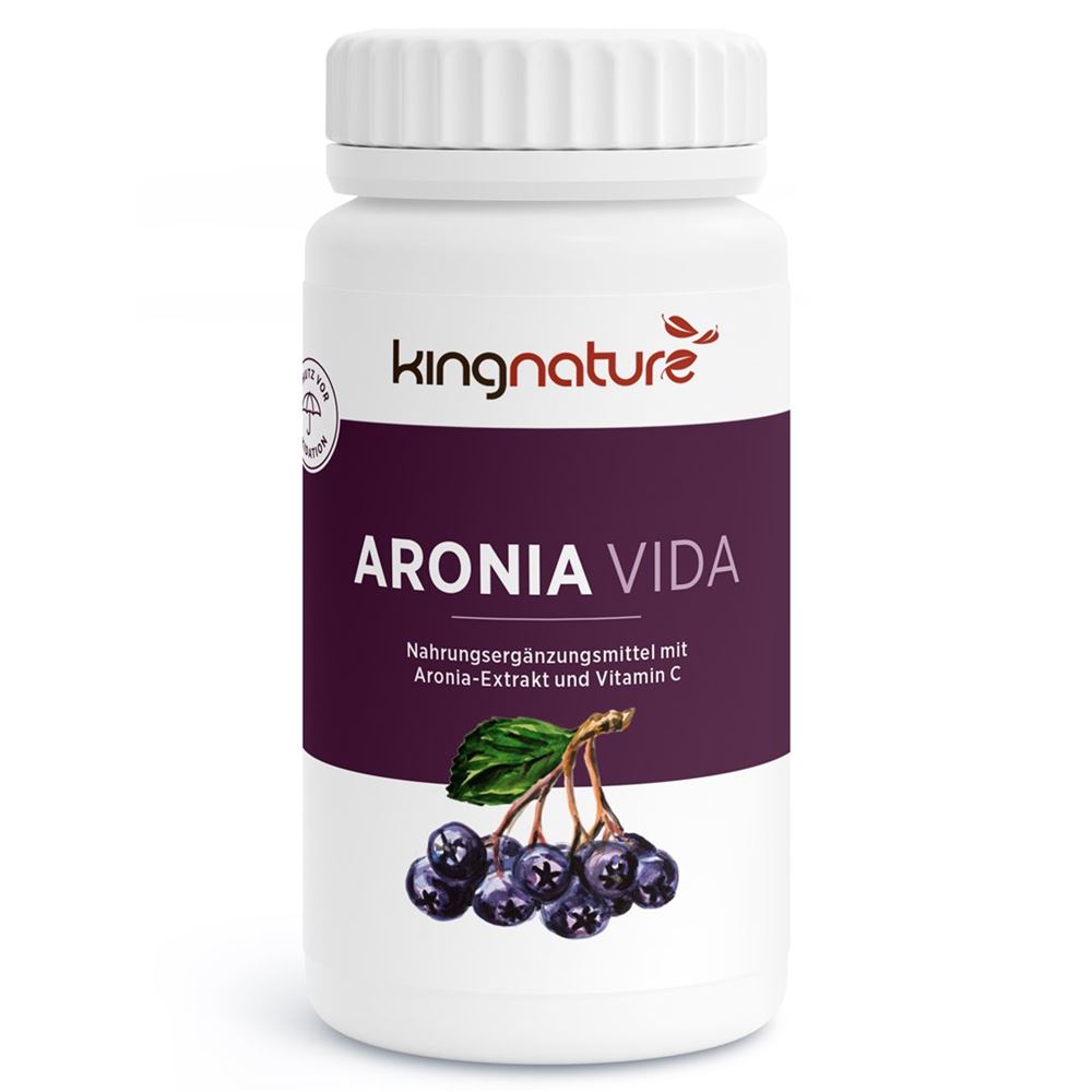 Kingnature Aronia Vida Extrakt Kapseln 500 mg 100 Stück | Nahrungsergänzung | OPC Kapseln | Vitamin C | schütz bei Oxidativem Stress