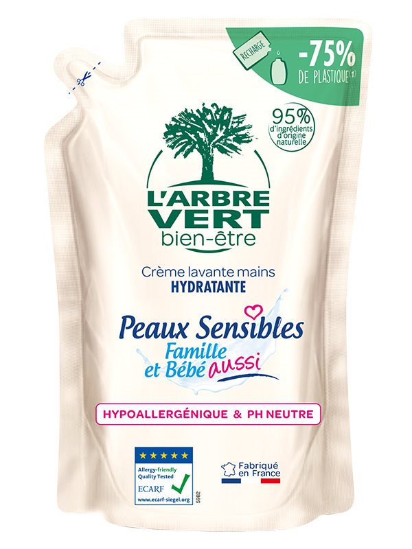 L'arbre Vert savon liquide Sensitive Skin recharge français sach 300 ml